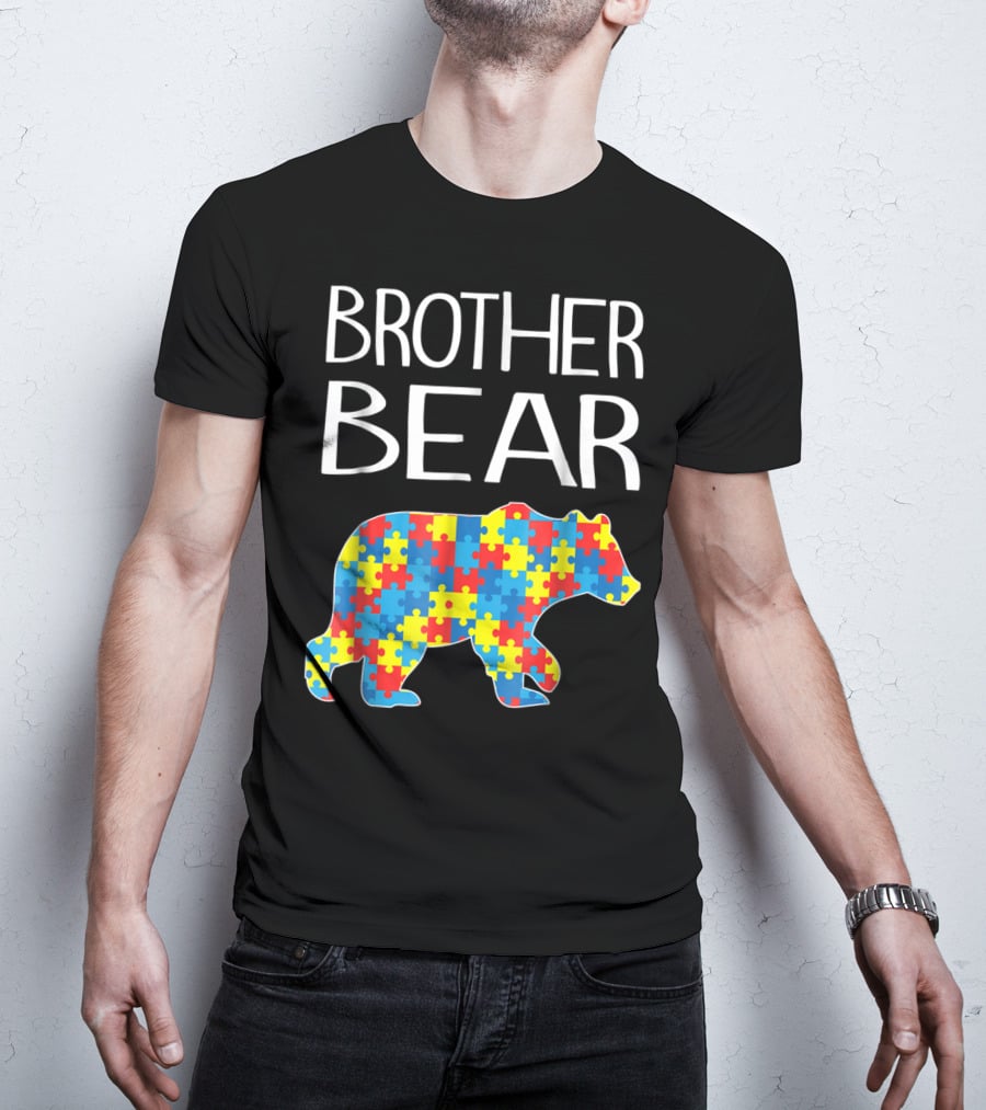 Brother Bear Autism Puzzle Pattern Dad T-Shirt