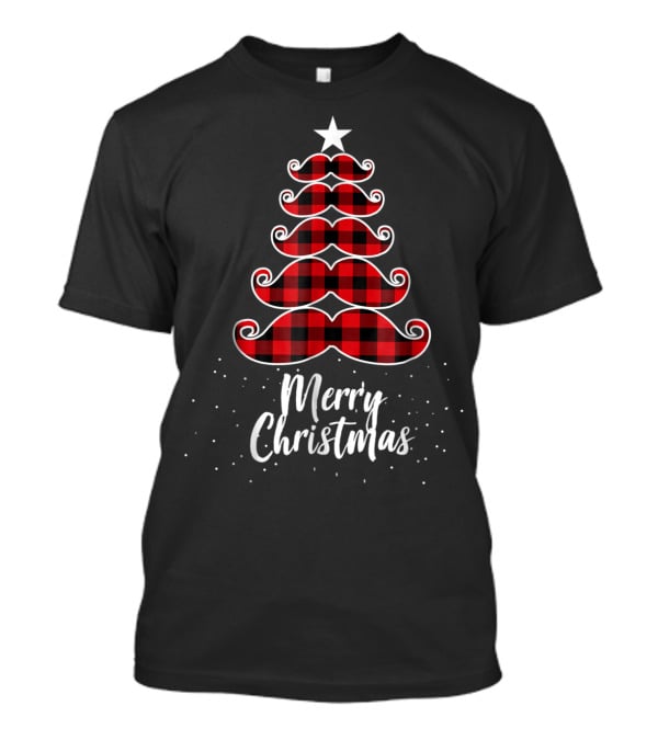 Merry Christmas Buffalo Plaid Moustache Tree Mom Kid61 T-Shirt