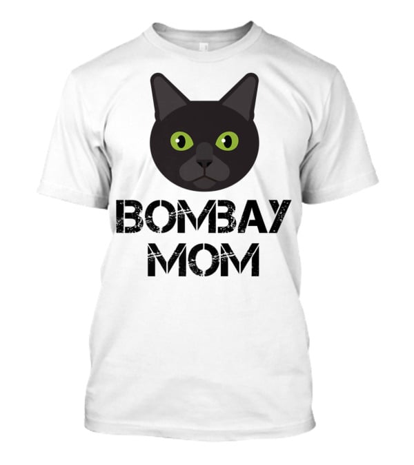 Bombay Mom Cat Owner Black Cat Face T-Shirt
