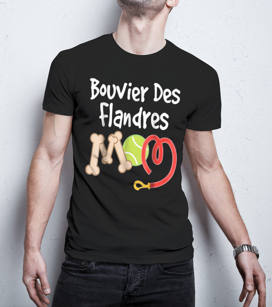 Bouvier Des Flandres Mom Bone Tennis Ball Leash T-Shirt