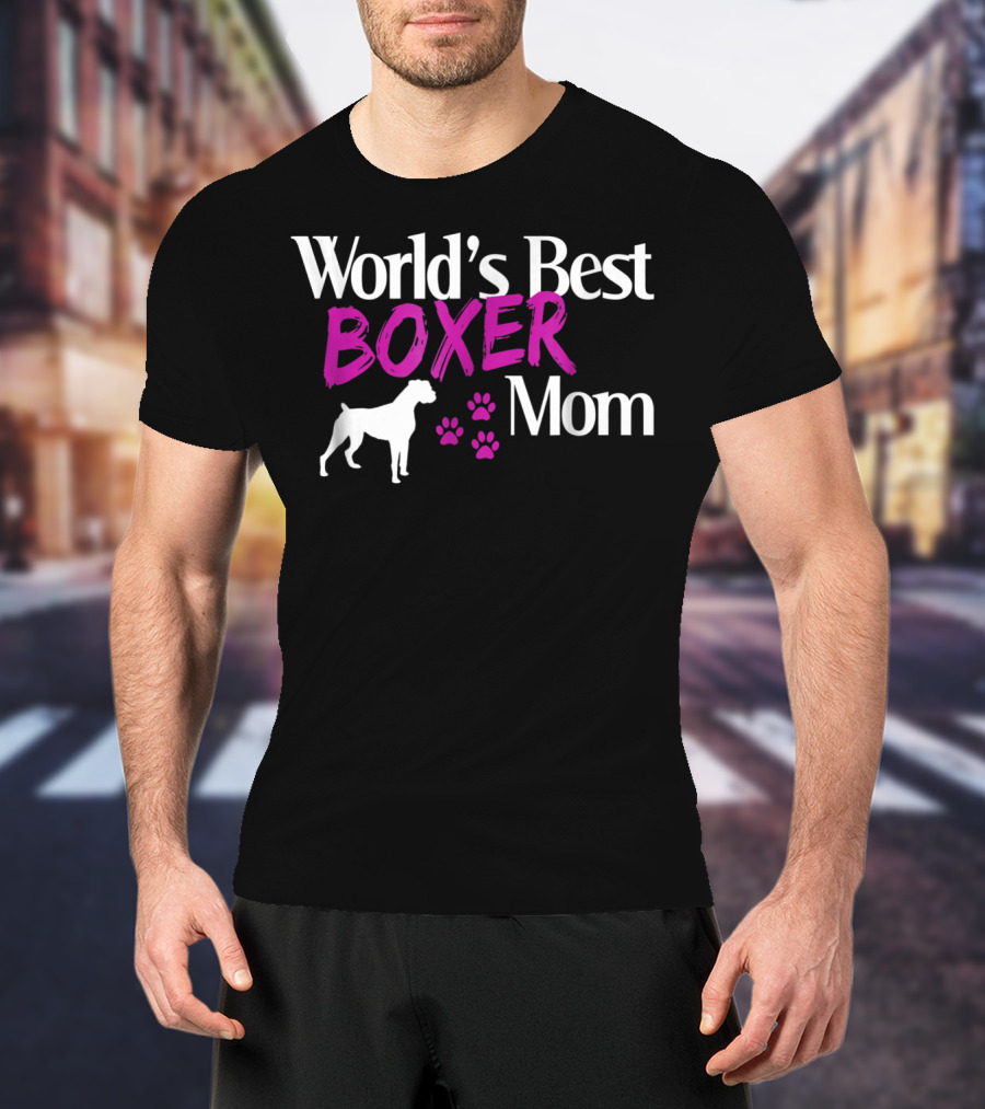 World's Best Boxer Mom With Paw Prints T-Shirt