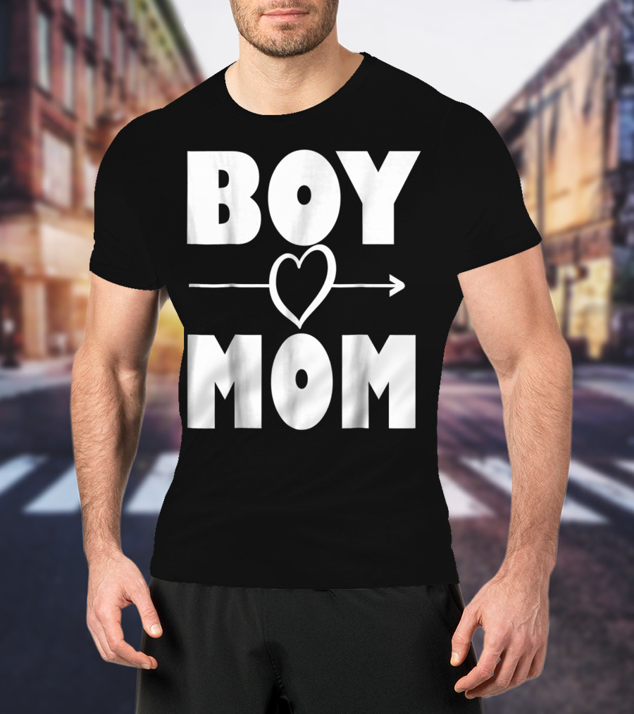 BOY MOM Heart With Arrow T-Shirt