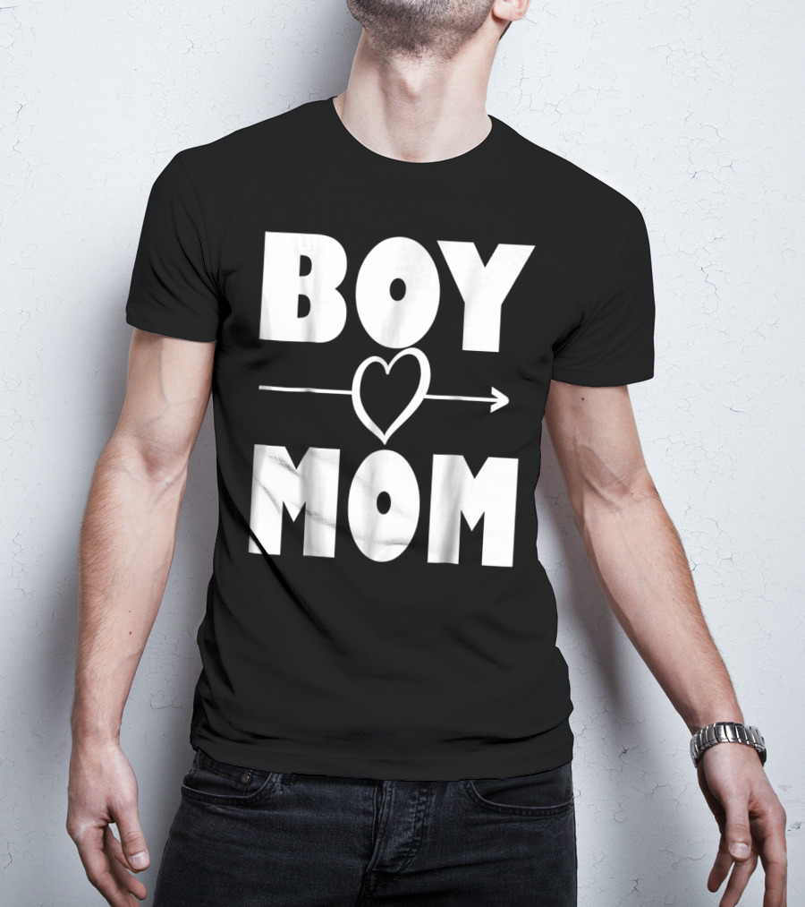 BOY MOM Heart With Arrow T-Shirt