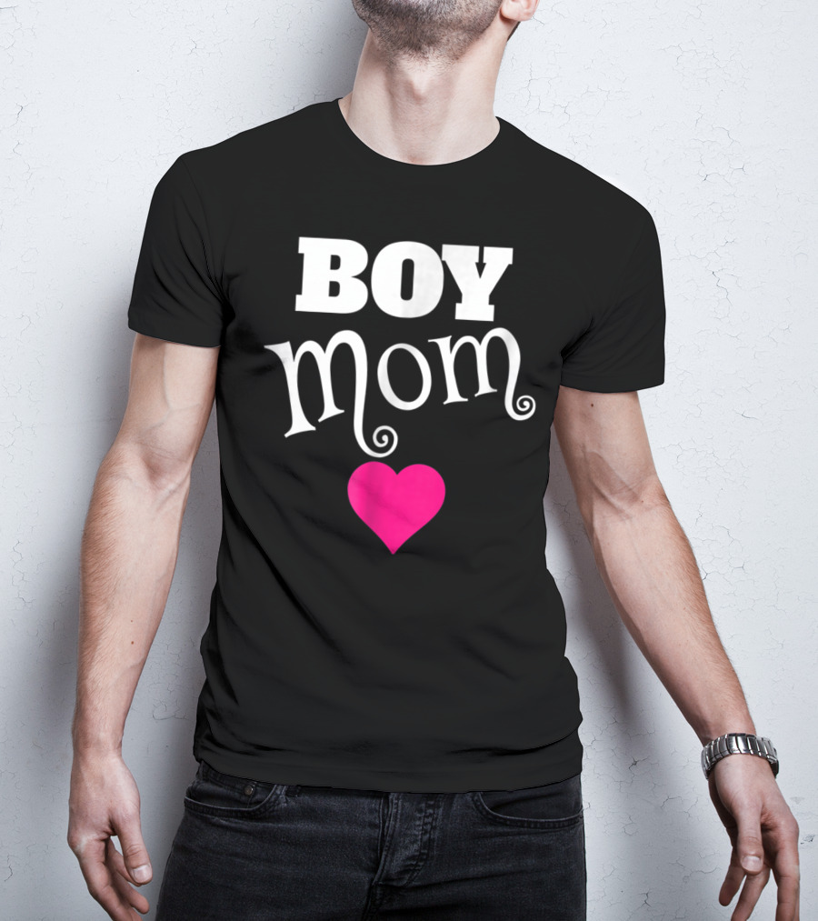Boy Mom Heart Love My Boys Mother T-Shirt