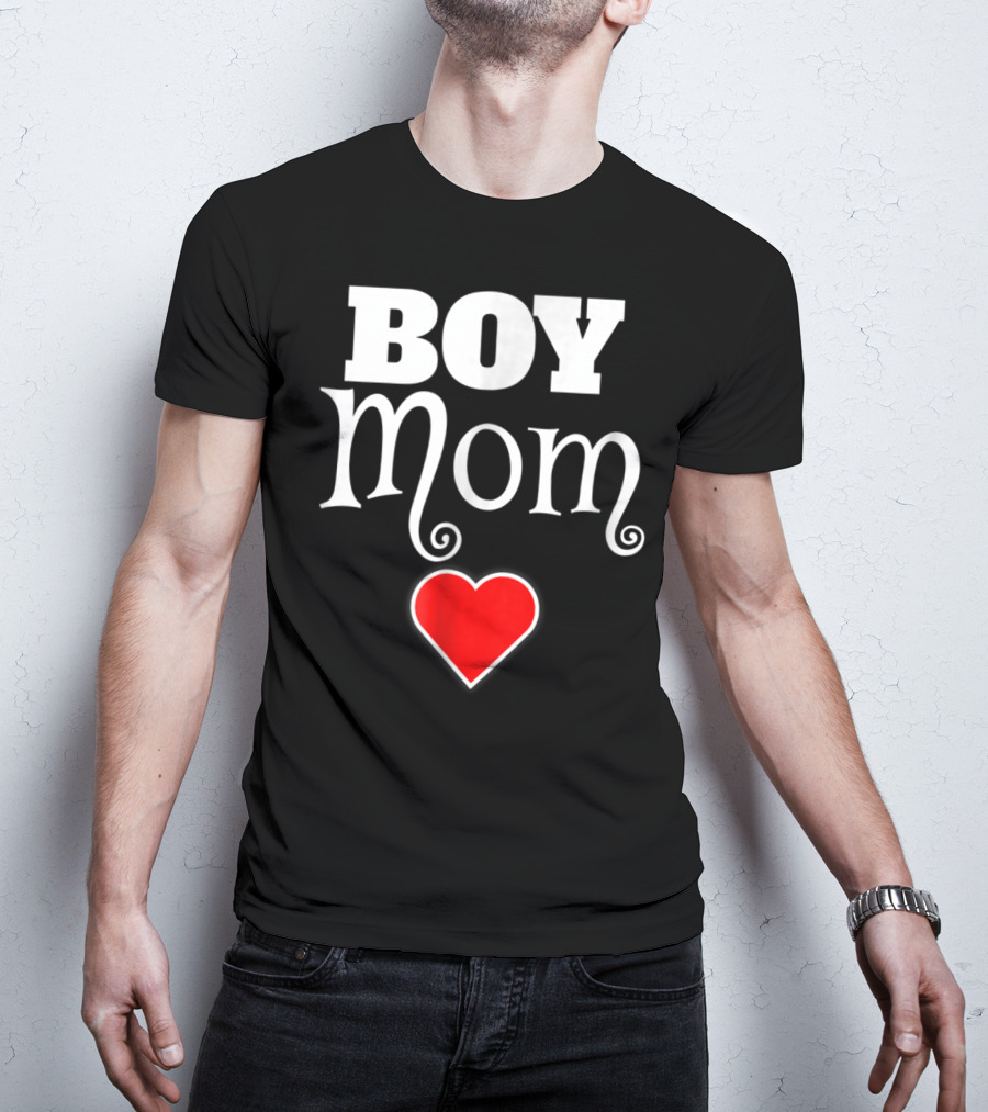 Boy Mom Heart Love My Boys Mother Of Boys T-Shirt
