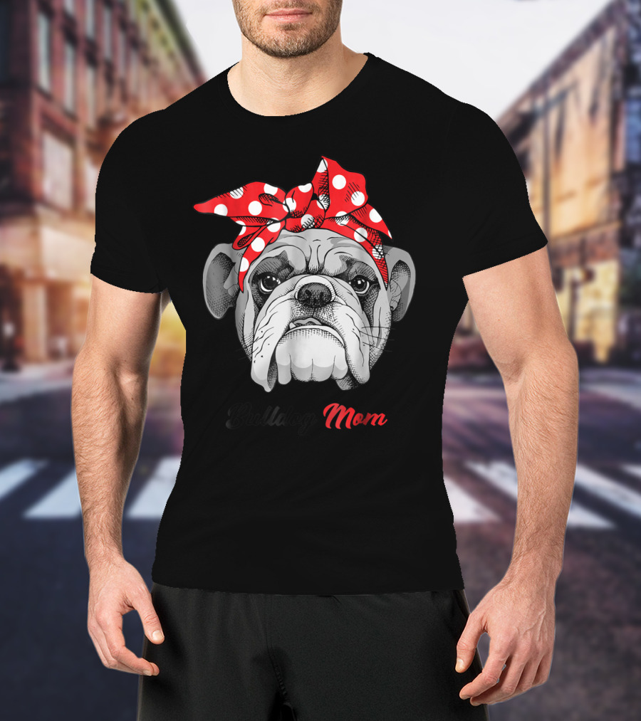 Bulldog Mom Polka Dot Bandana T-Shirt