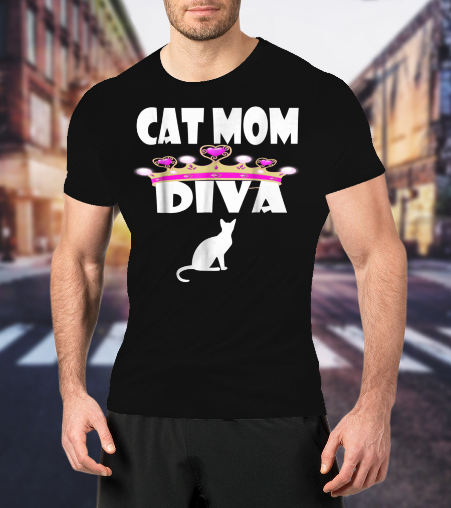 Cat Mom Diva Crown Silhouette Tee63 T-Shirt