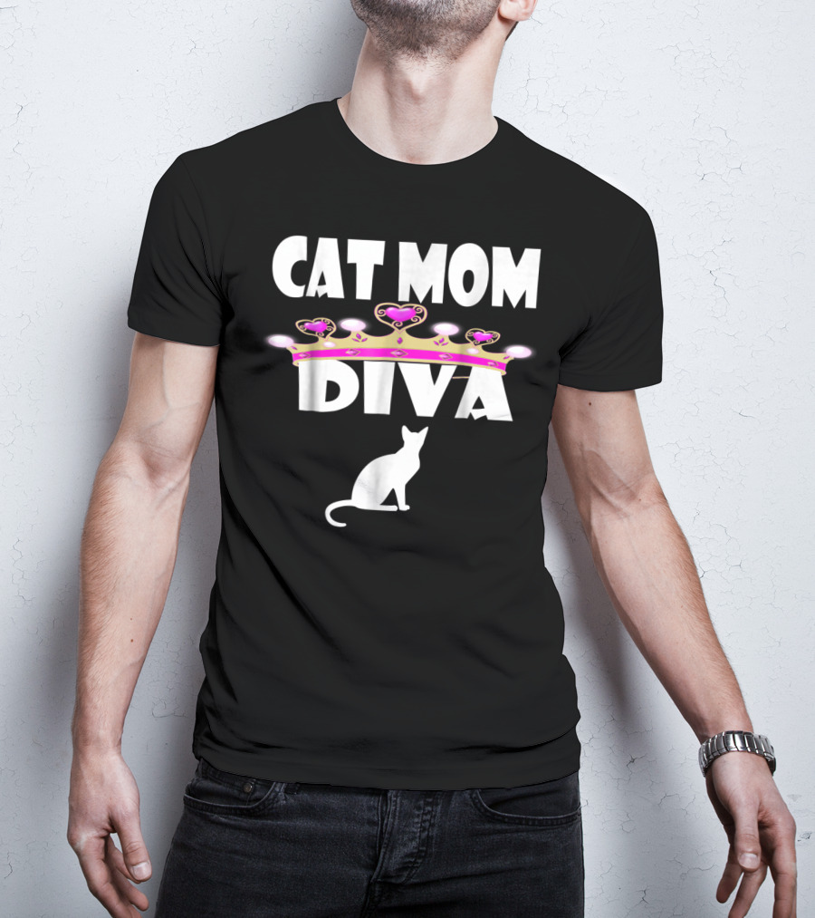 Cat Mom Diva Crown Silhouette Tee63 T-Shirt