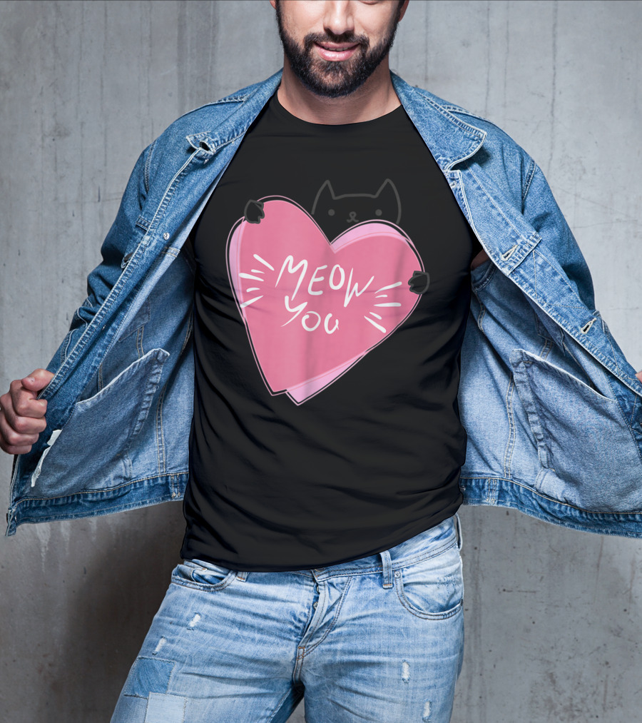 Cat Mom Meow You Cute Pink Heart Love Cat T-Shirt