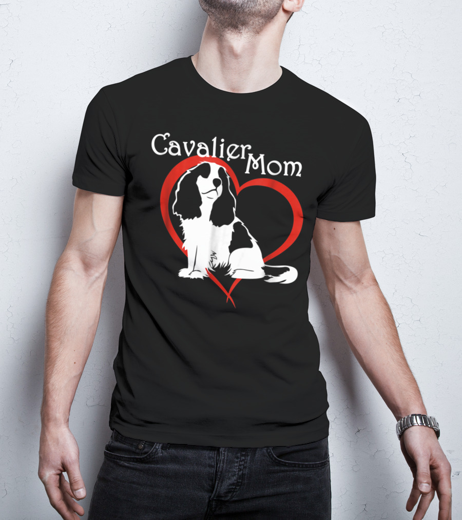 Cavalier Mom CKCS Heart NickerStickers Dog T-Shirt