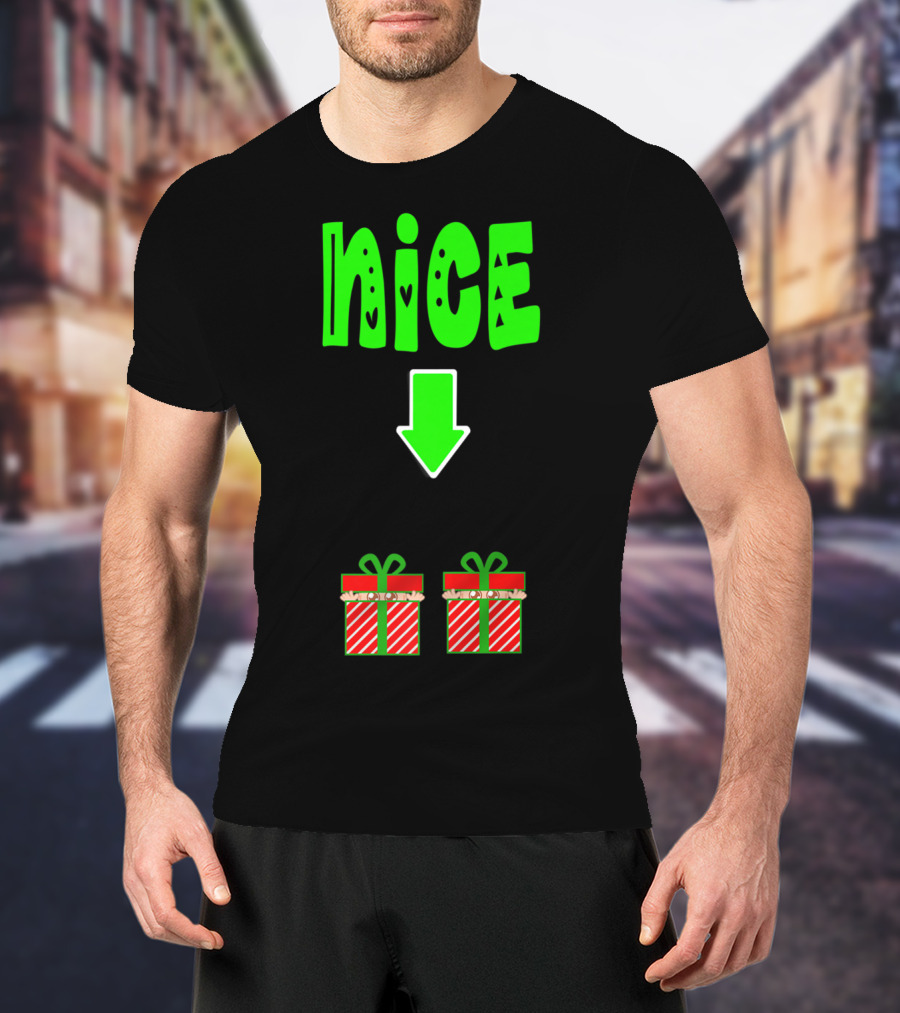 Christmas Expecting Twins Mom Baby Announcement Nice Arrow Presents T-Shirt