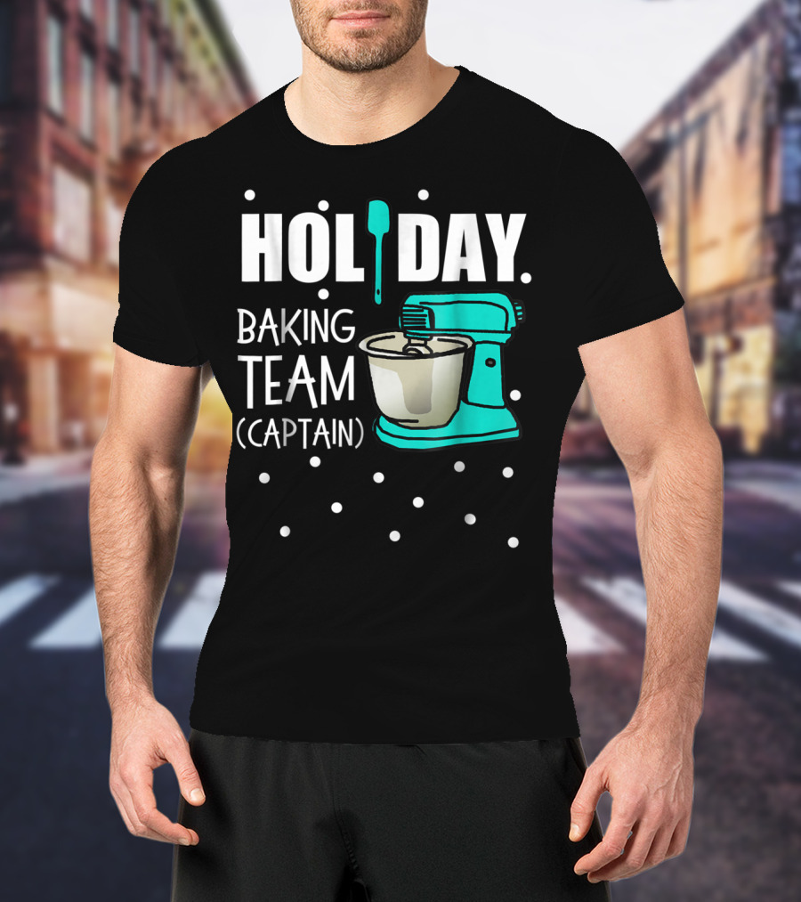 Holiday Baking Team Captain Mixer Snow Dots T-Shirt