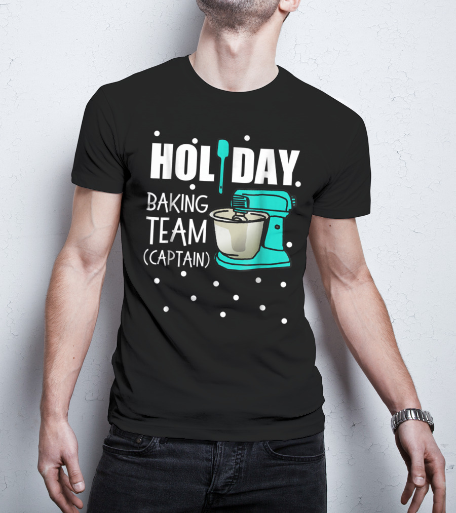 Holiday Baking Team Captain Mixer Snow Dots T-Shirt
