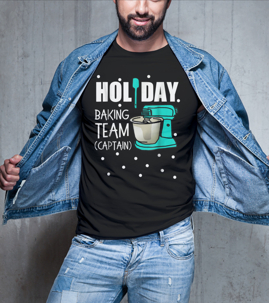 Holiday Baking Team Captain Mixer Snow Dots T-Shirt