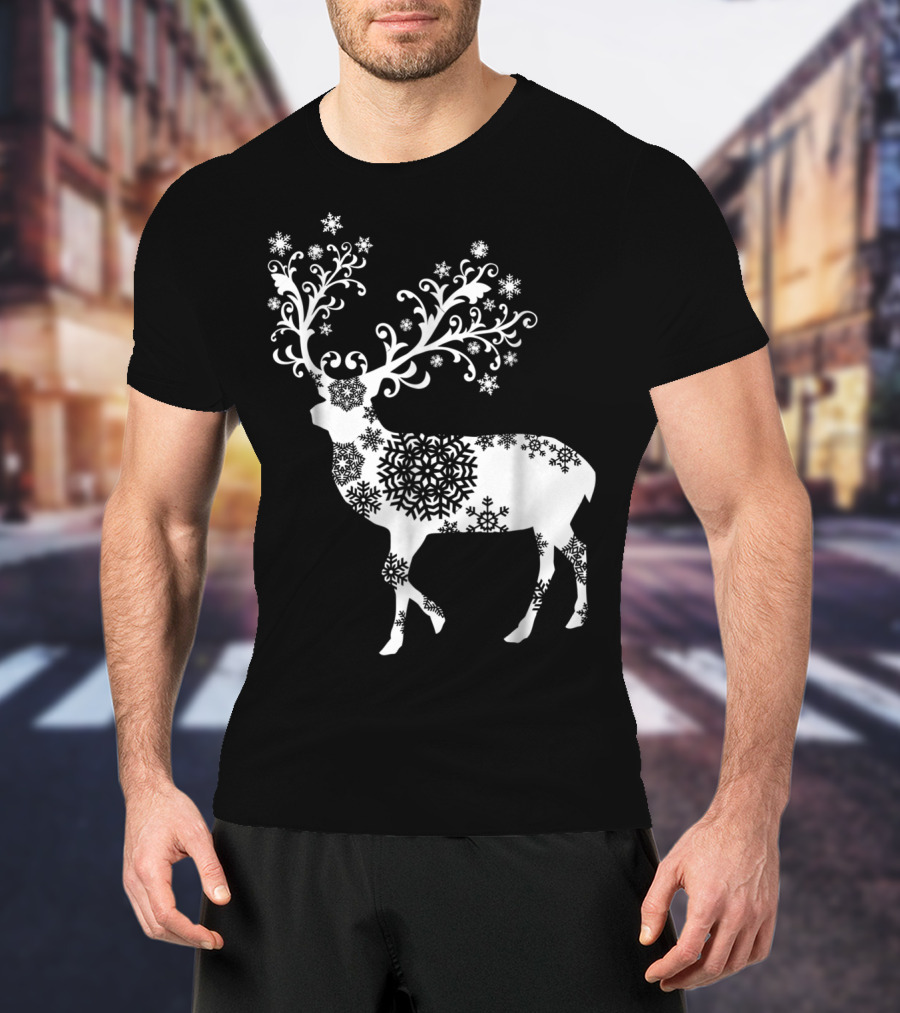 Christmas Mom Daughter Father Son Matching Deer Snowflake Clothing T-Shirt