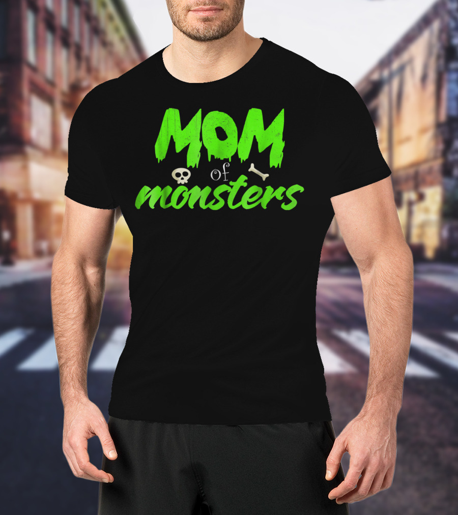 Mom Of Monsters Skull Bone Kids Christmas Girls T-Shirt