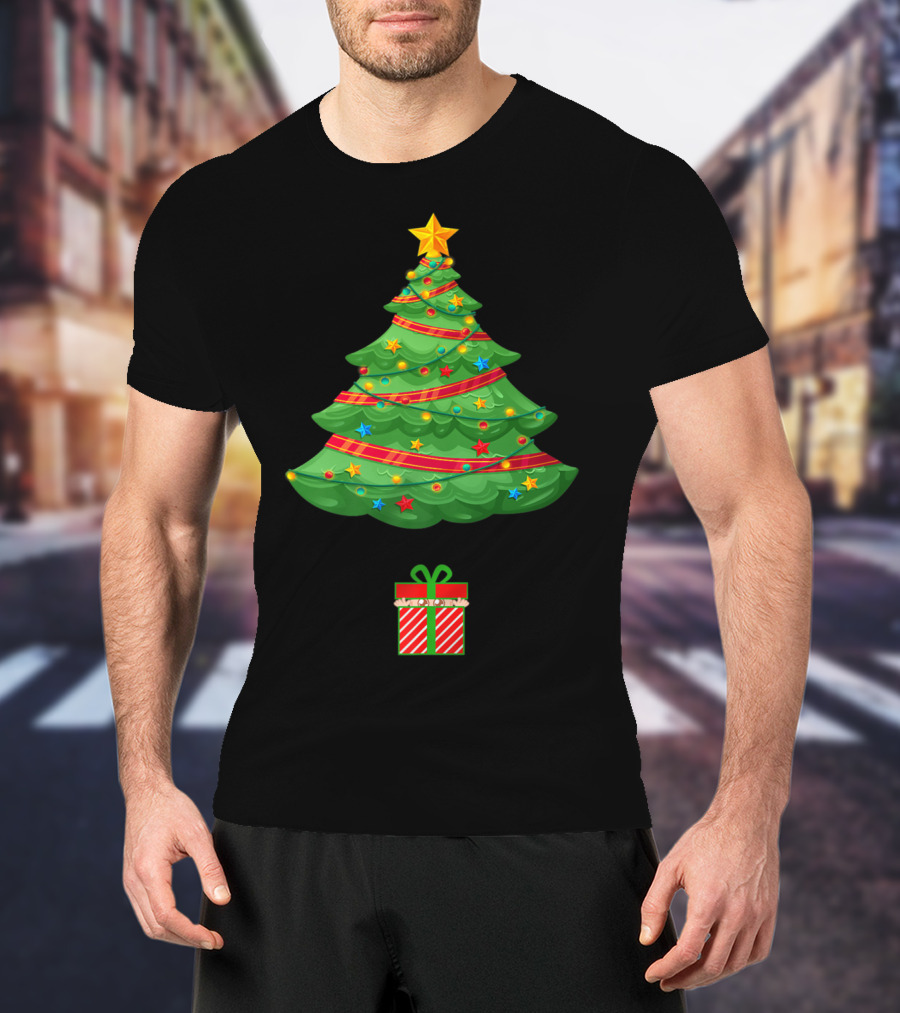 Christmas Tree Present Expecting Mom Baby Announcement T-Shirt