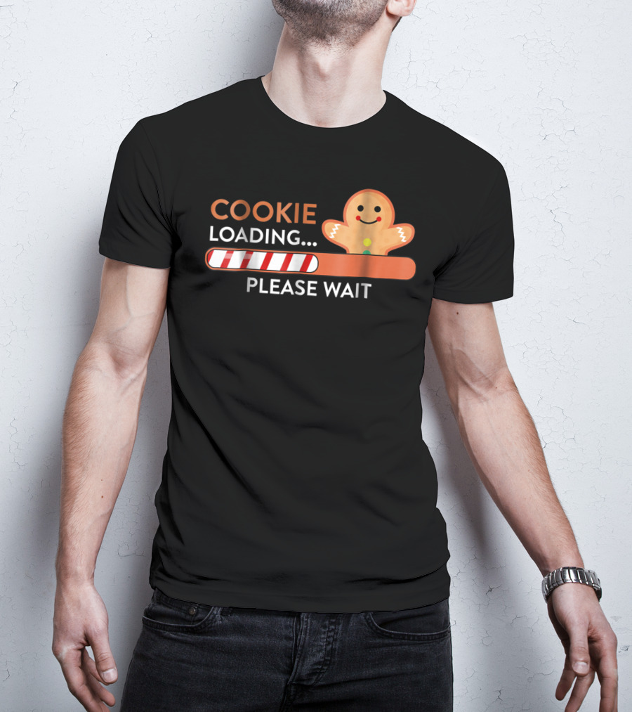 Cookie Loading Please Wait Christmas Funny Pregnant Mom Gingerbread Holiday T-Shirt