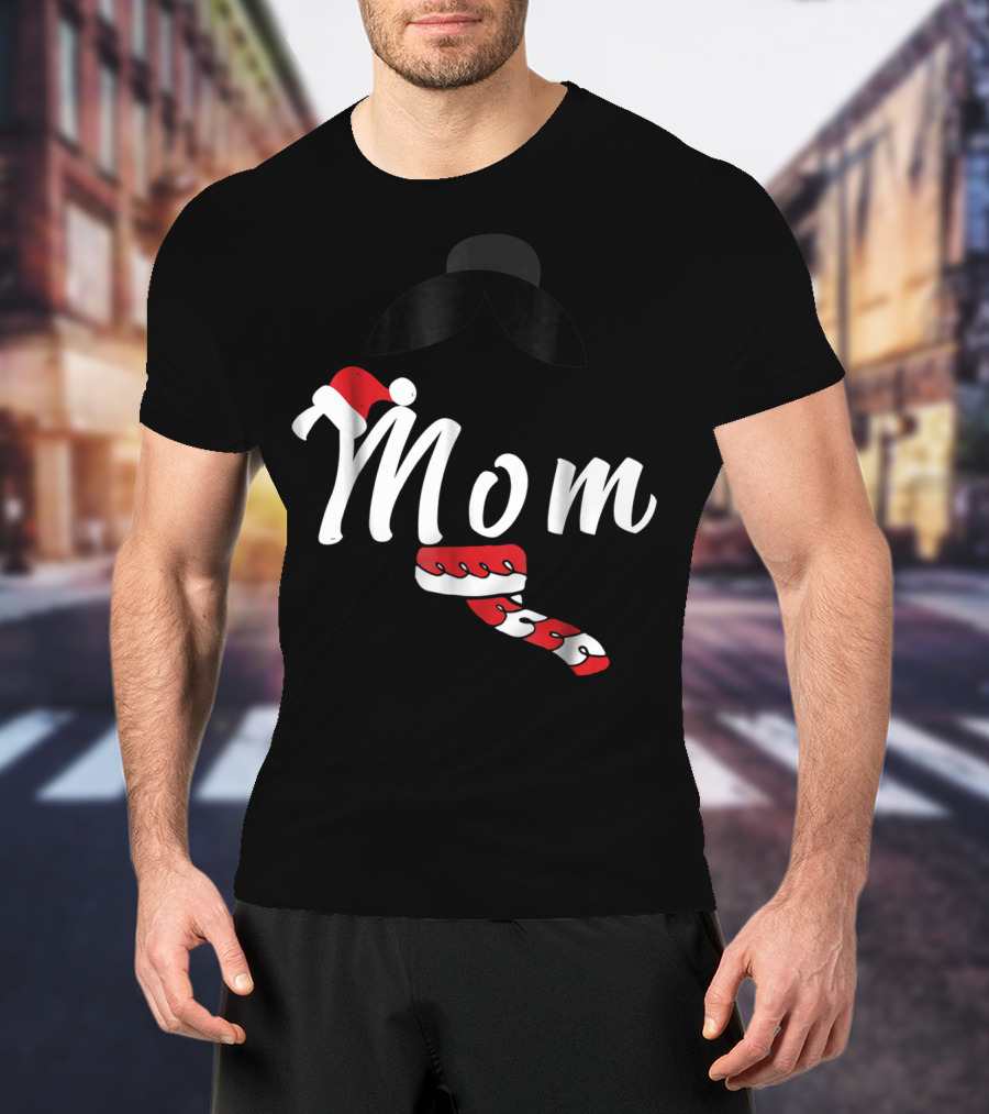 Cool Mom Christmas Santa Hat Candy Cane Family Matching Holiday T-Shirt