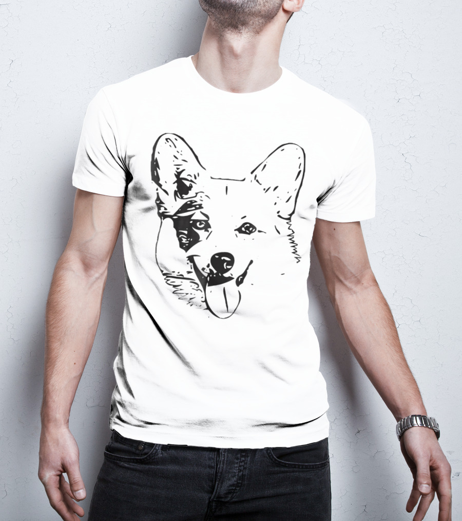 Corgi Face Dog Mom Or Dad Black T-Shirt