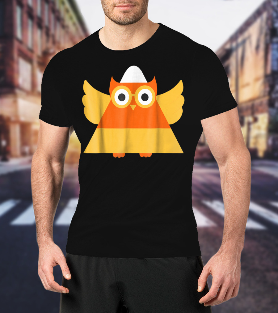 Cute Candy Corn Owl Halloween Costume Mom Matching T-Shirt