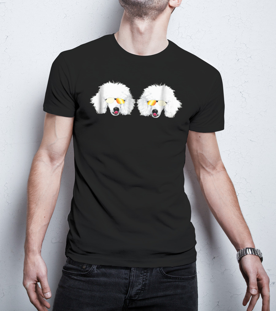 Cute Poodle White Poodle Sunglasses Fluffy Twins T-Shirt