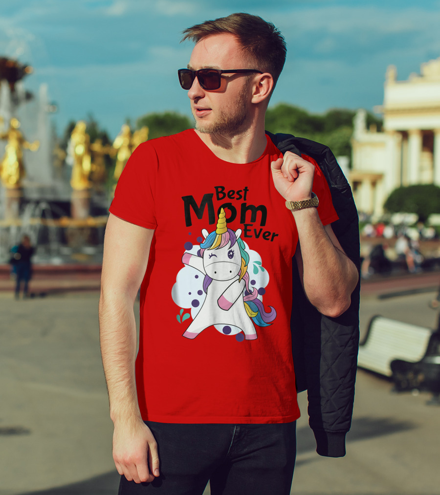Best Mom Ever Cute Rainbow Unicorn Birthday T-Shirt