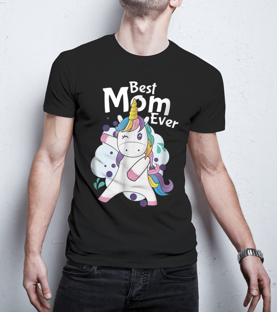 Best Mom Ever Cute Dancing Rainbow Unicorn T-Shirt