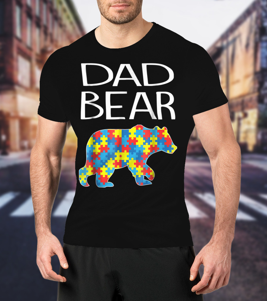 Dad Bear Autism Puzzle T-Shirt