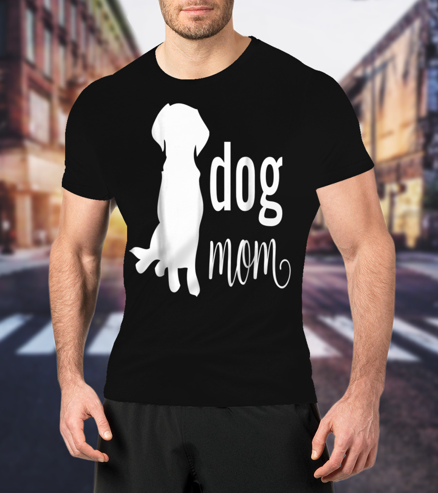 Dog Mom Silhouette White Dog Mom T-Shirt
