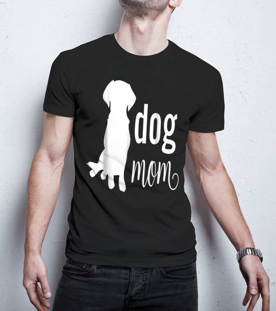 Dog Mom Silhouette White Dog Mom T-Shirt