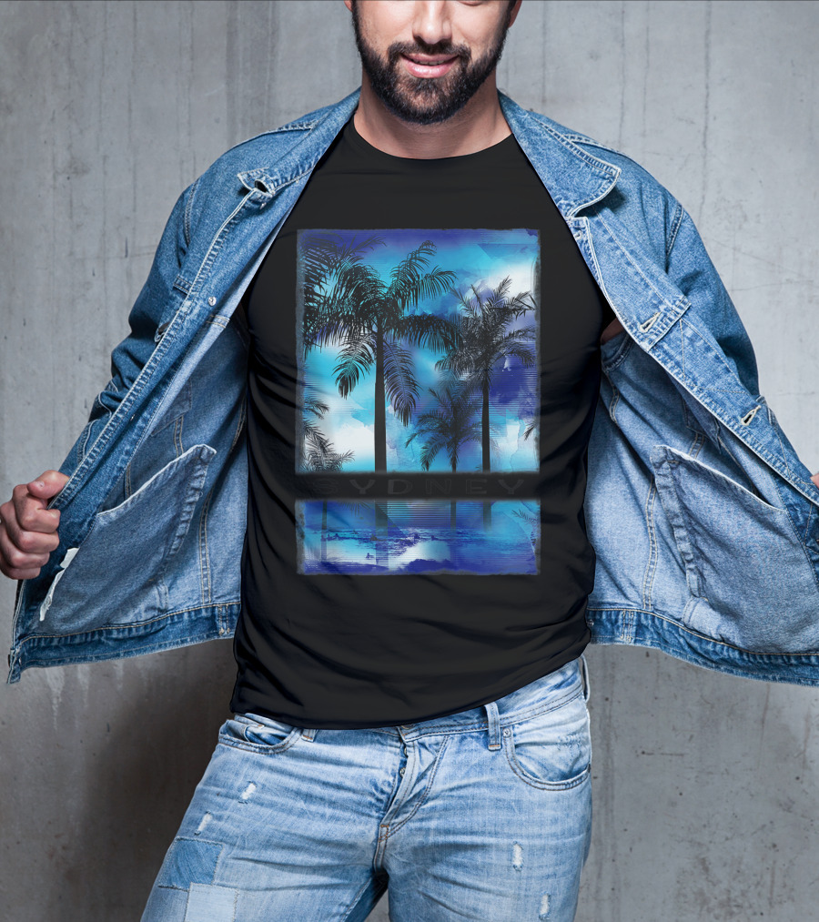 Sydney Australia Beach Palm Reflection Skyline T-Shirt