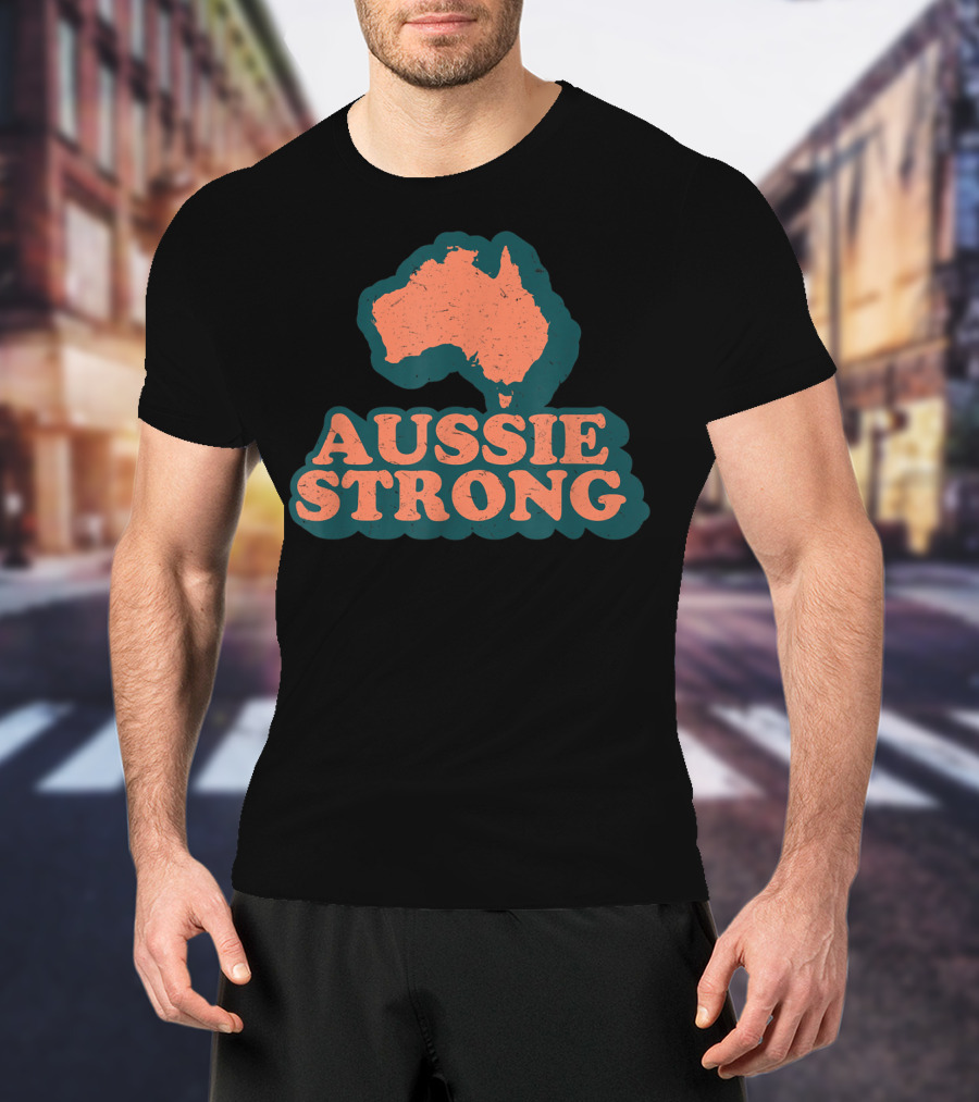 Aussie Strong Retro Support Australia Map T-Shirt
