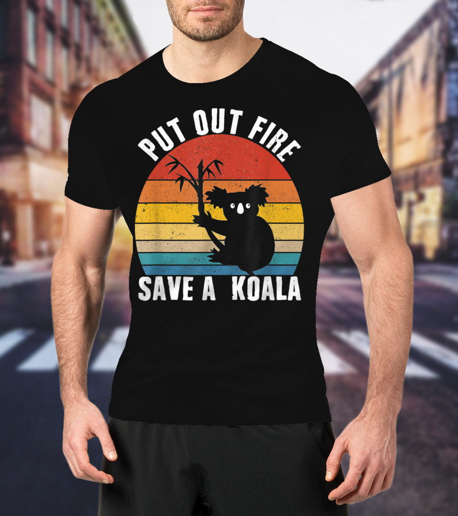 Vintage Put Out Fire Save A Koala Retro Sunset T-Shirt