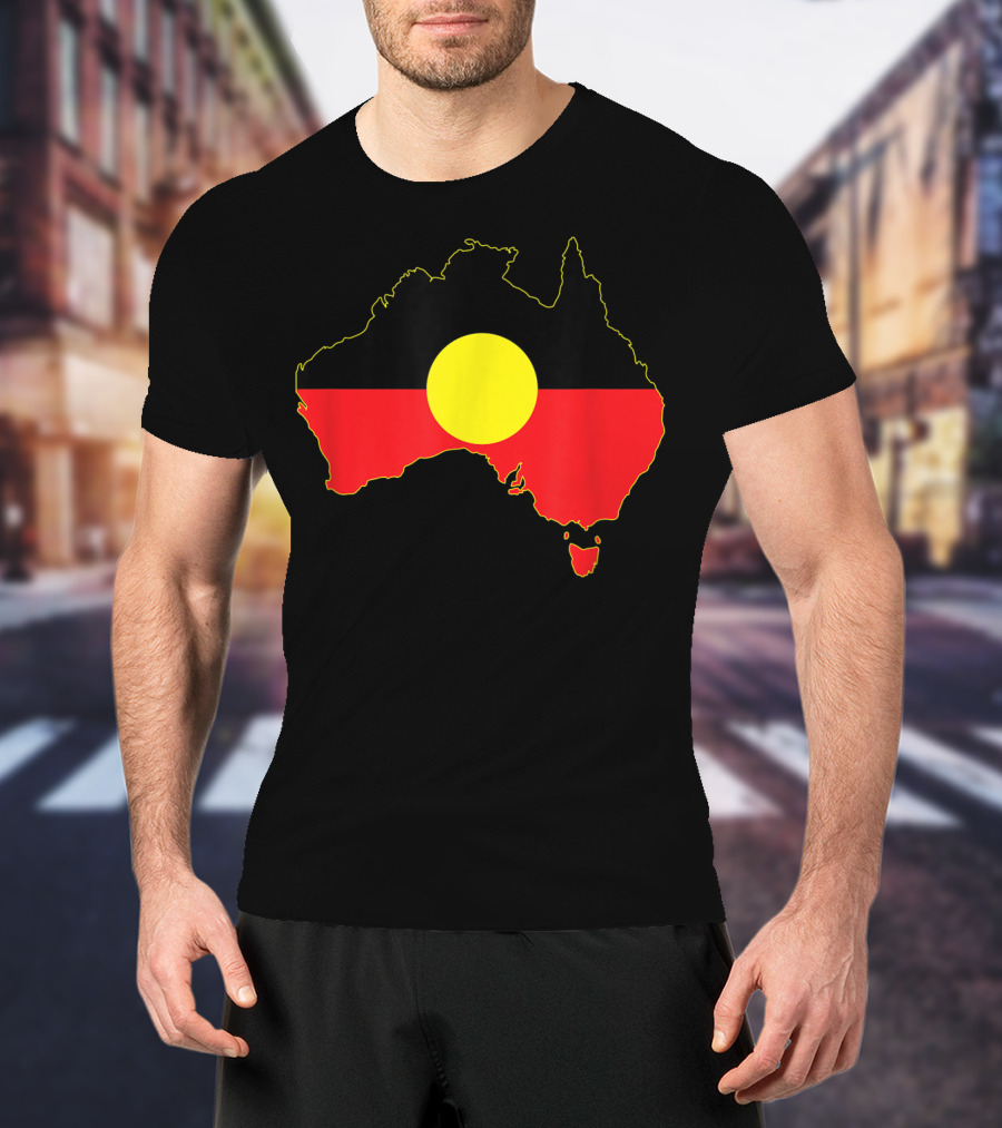Aboriginal Flag Incorporated Map Of Australia T-Shirt