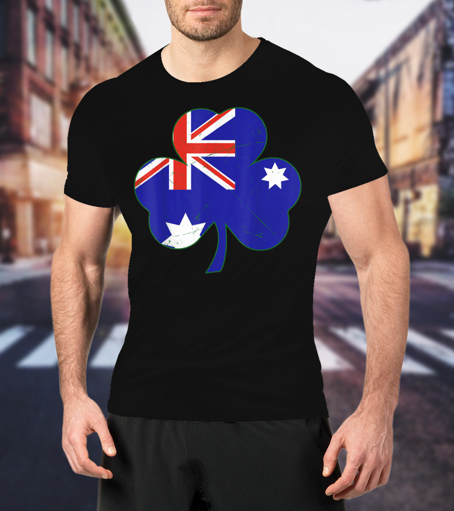 Australia Flag Irish Shamrock Emblem T-Shirt