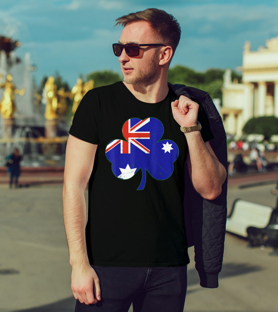 Australia Flag Irish Shamrock Emblem T-Shirt