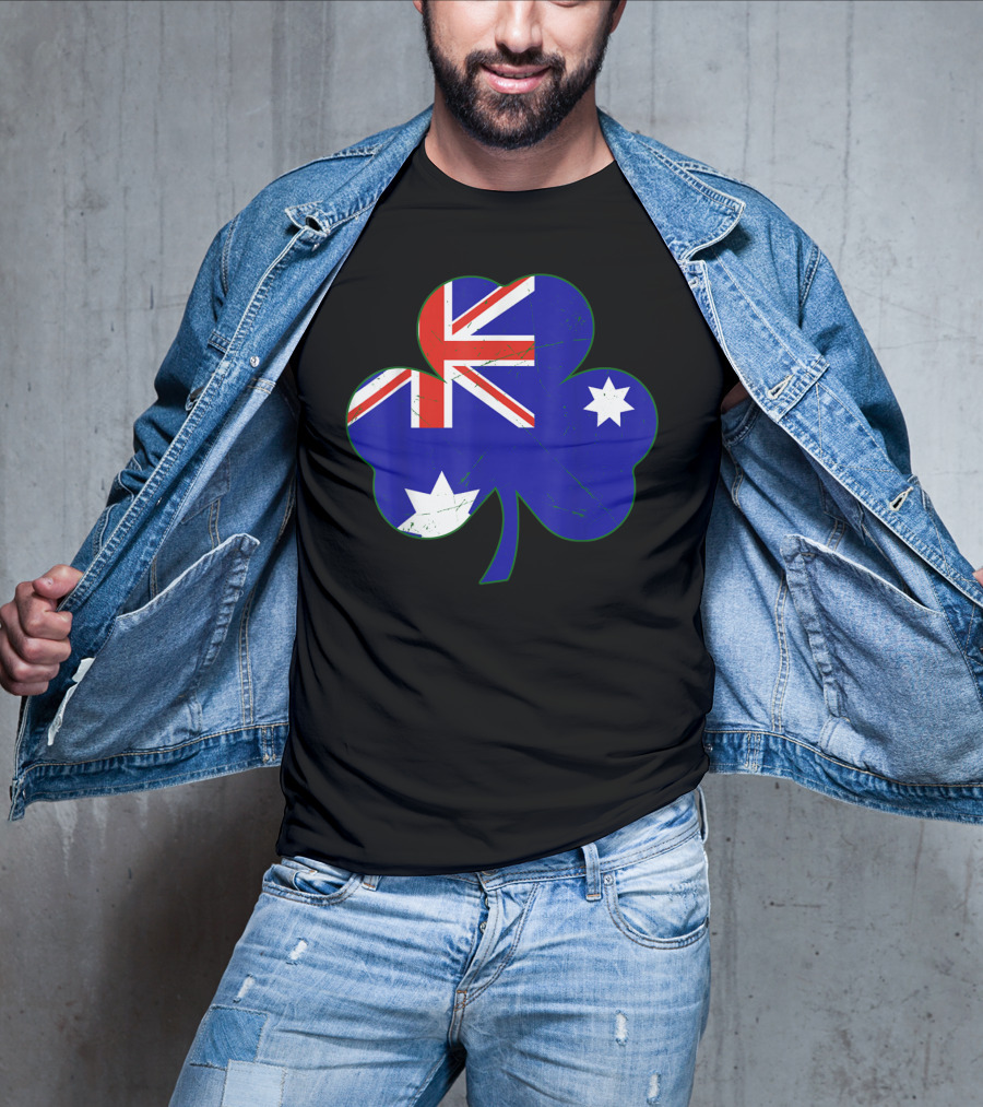 Australia Flag Irish Shamrock Emblem T-Shirt