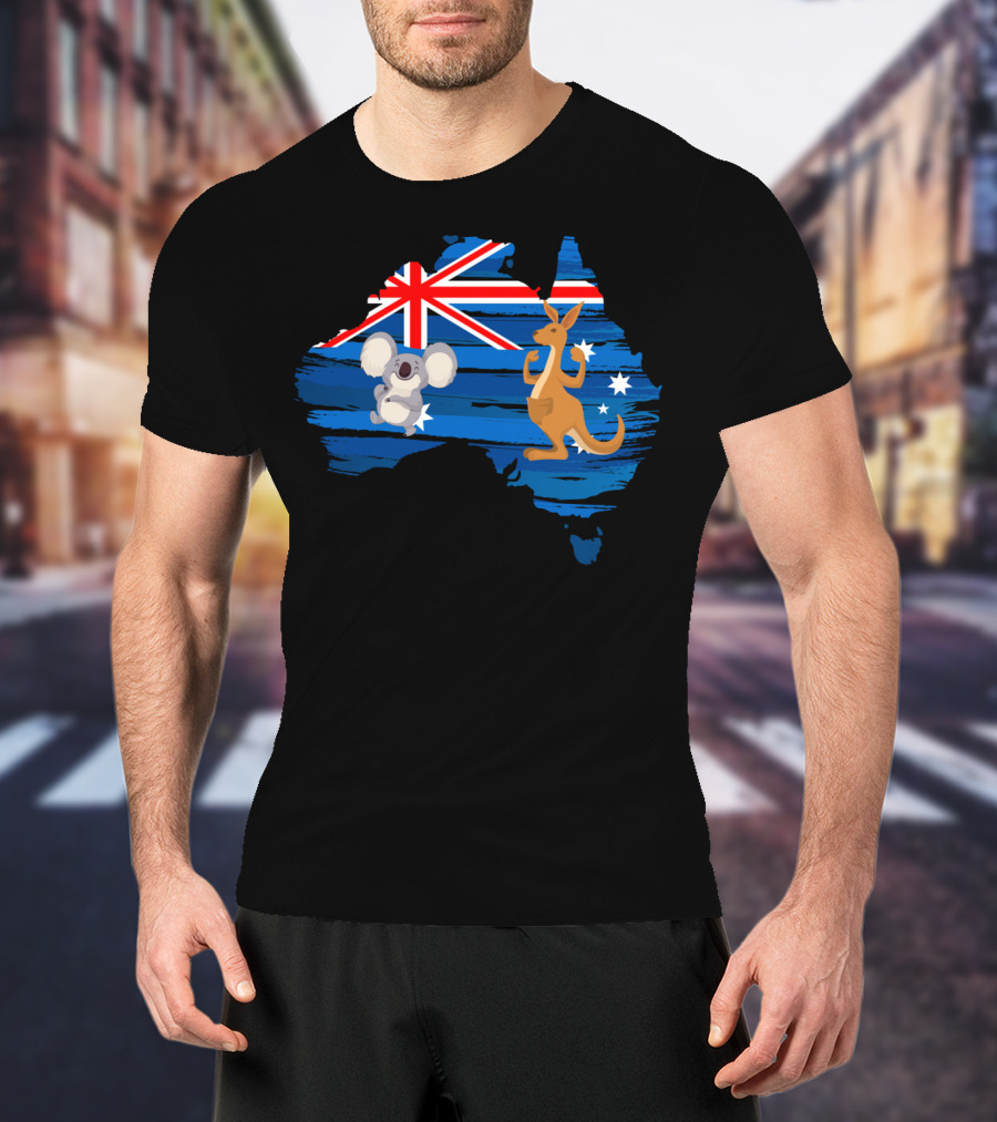 Koala Kangaroo Australia Flag Map Celebrate T-Shirt