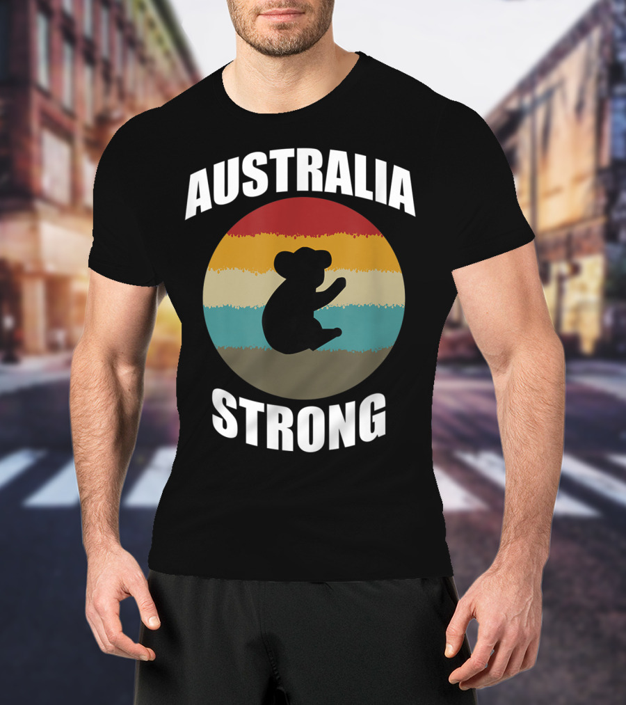 Australia Strong Koala Bear Retro Circle T-Shirt