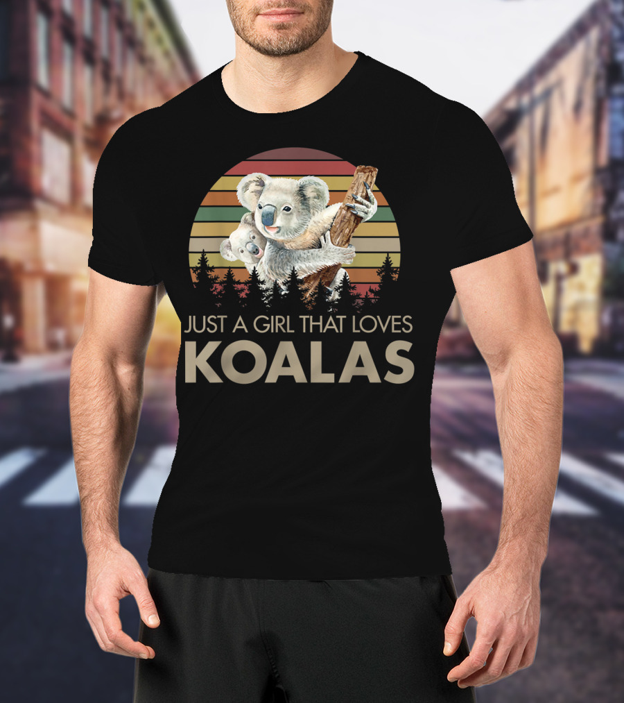Just A Girl That Loves Koalas Retro Sunset Forest T-Shirt