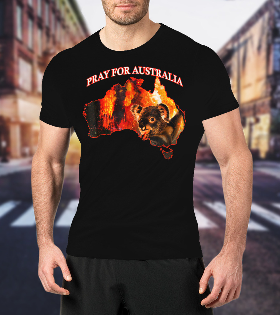 Pray For Australia Australian Koala Fire Map T-Shirt