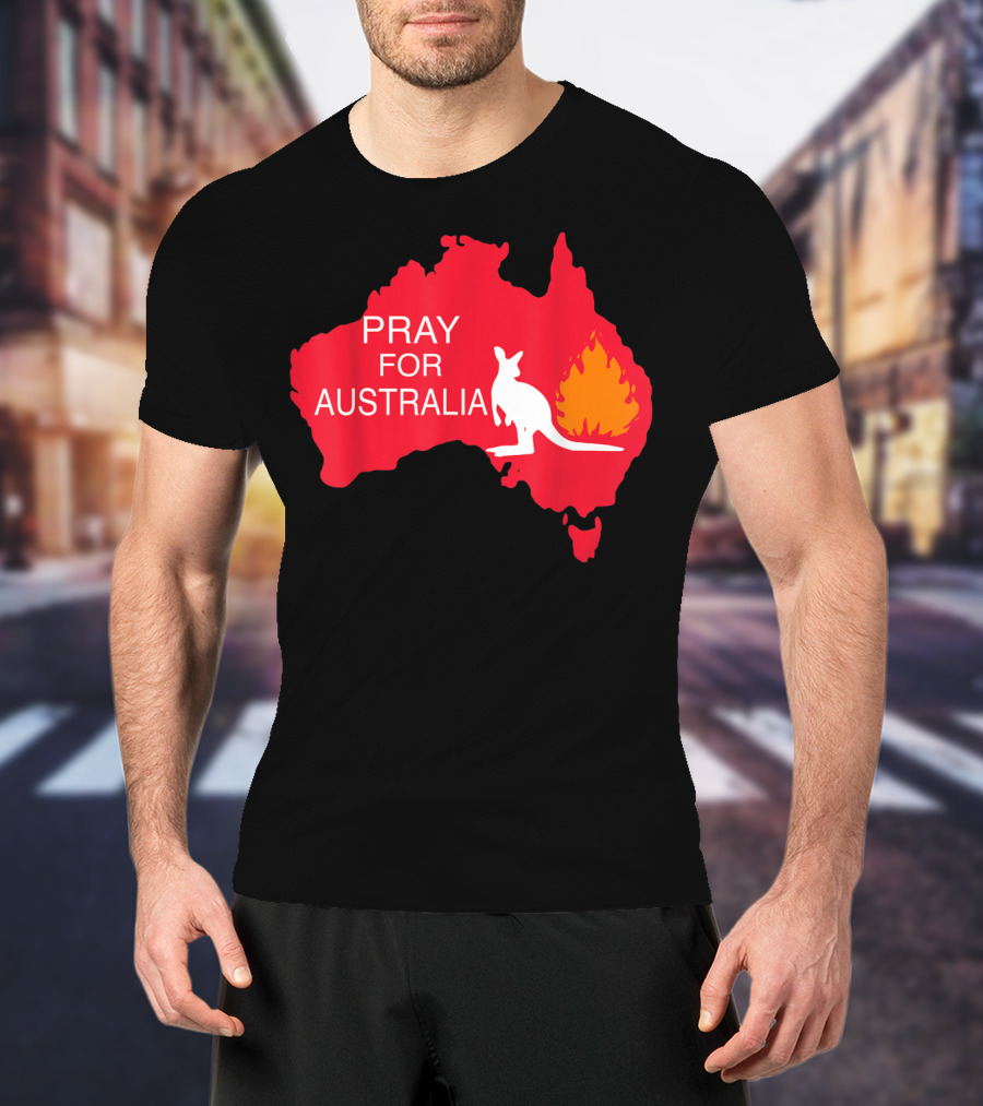 Pray For Australia Kangaroo Fire Map T-Shirt