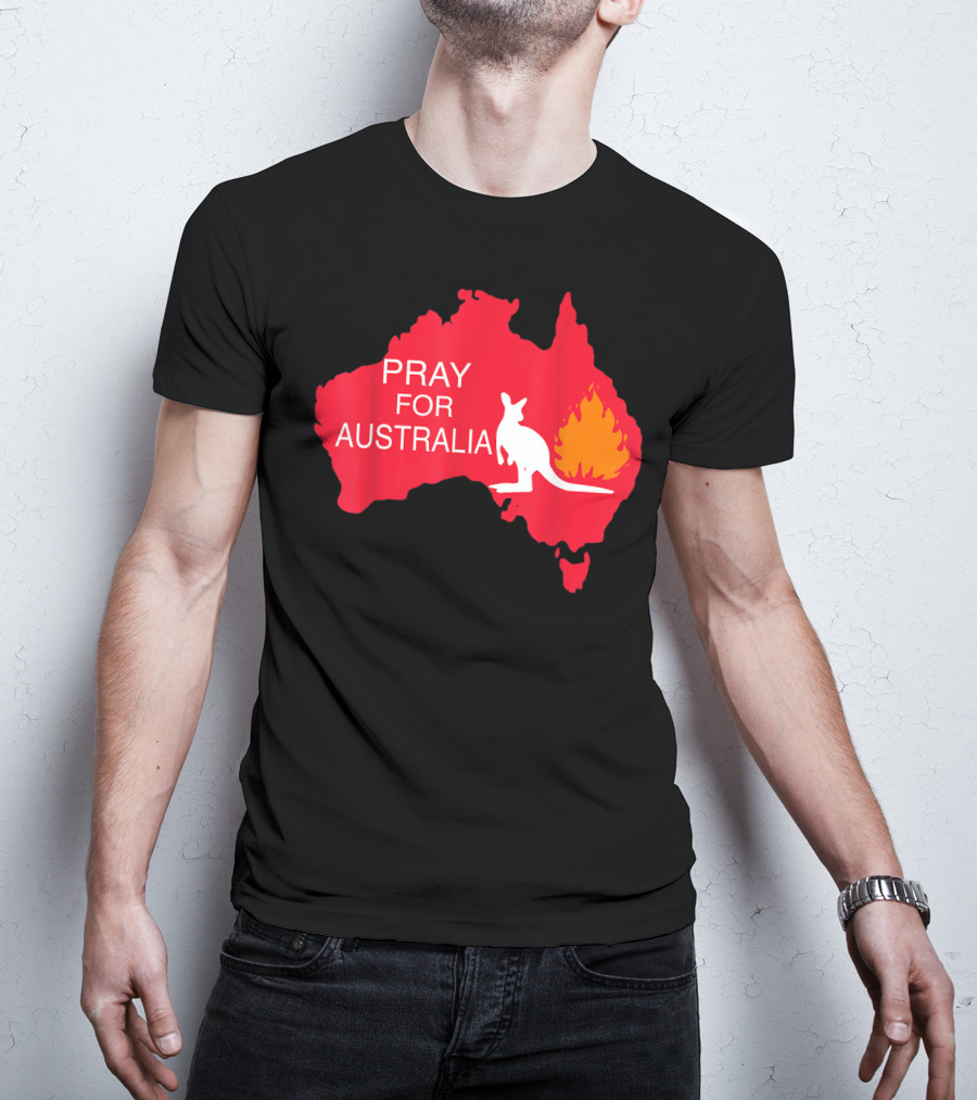 Pray For Australia Kangaroo Fire Map T-Shirt