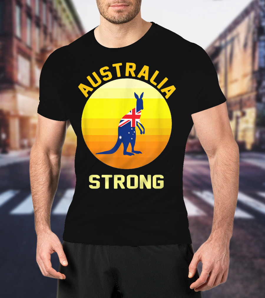 Australia Strong Retro Sun Kangaroo Flag T-Shirt