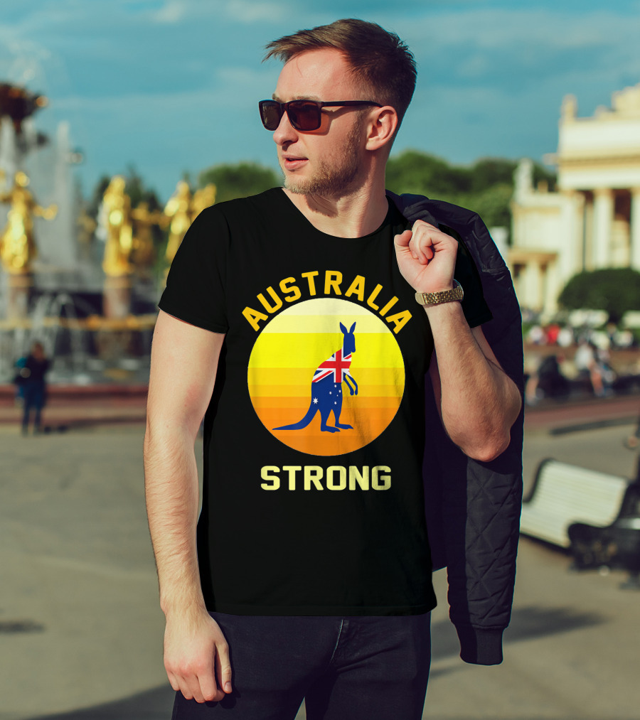 Australia Strong Retro Sun Kangaroo Flag T-Shirt