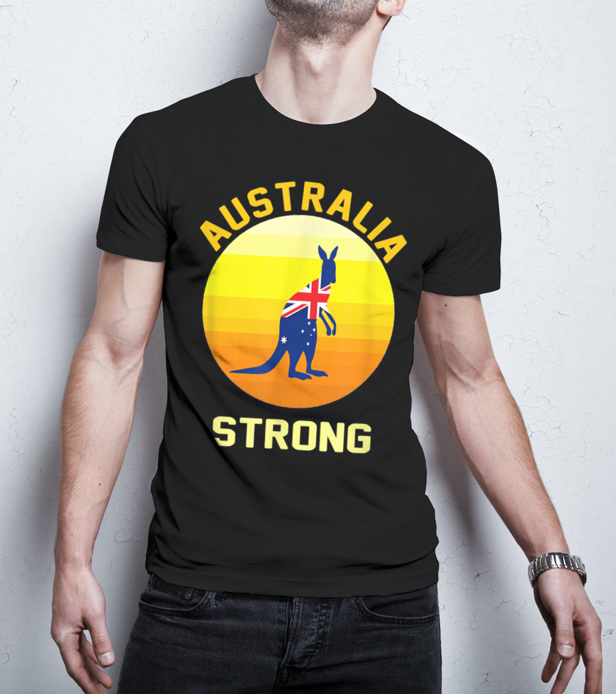 Australia Strong Retro Sun Kangaroo Flag T-Shirt