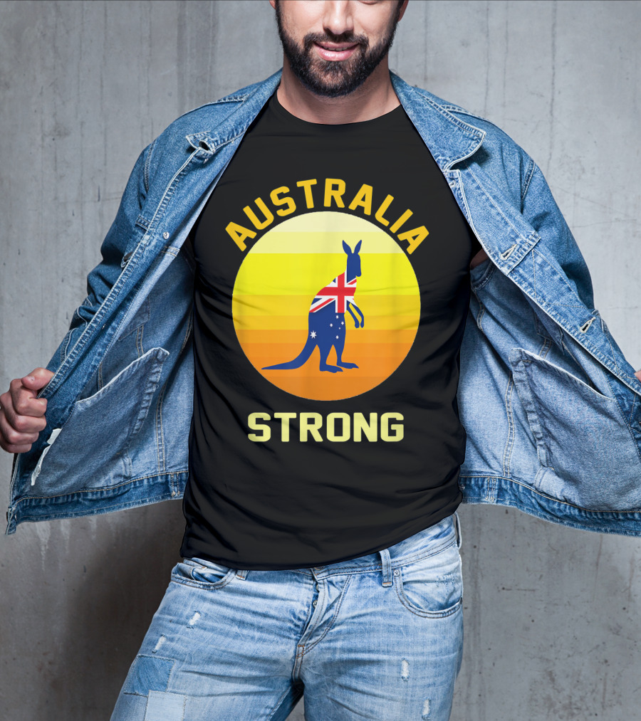 Australia Strong Retro Sun Kangaroo Flag T-Shirt