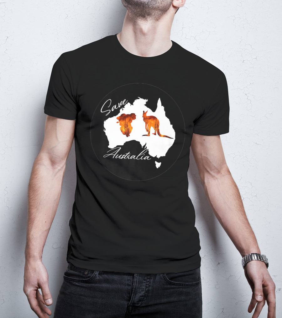 Save Australia Kangaroo And Koala Silhouette Forest Protection T-Shirt