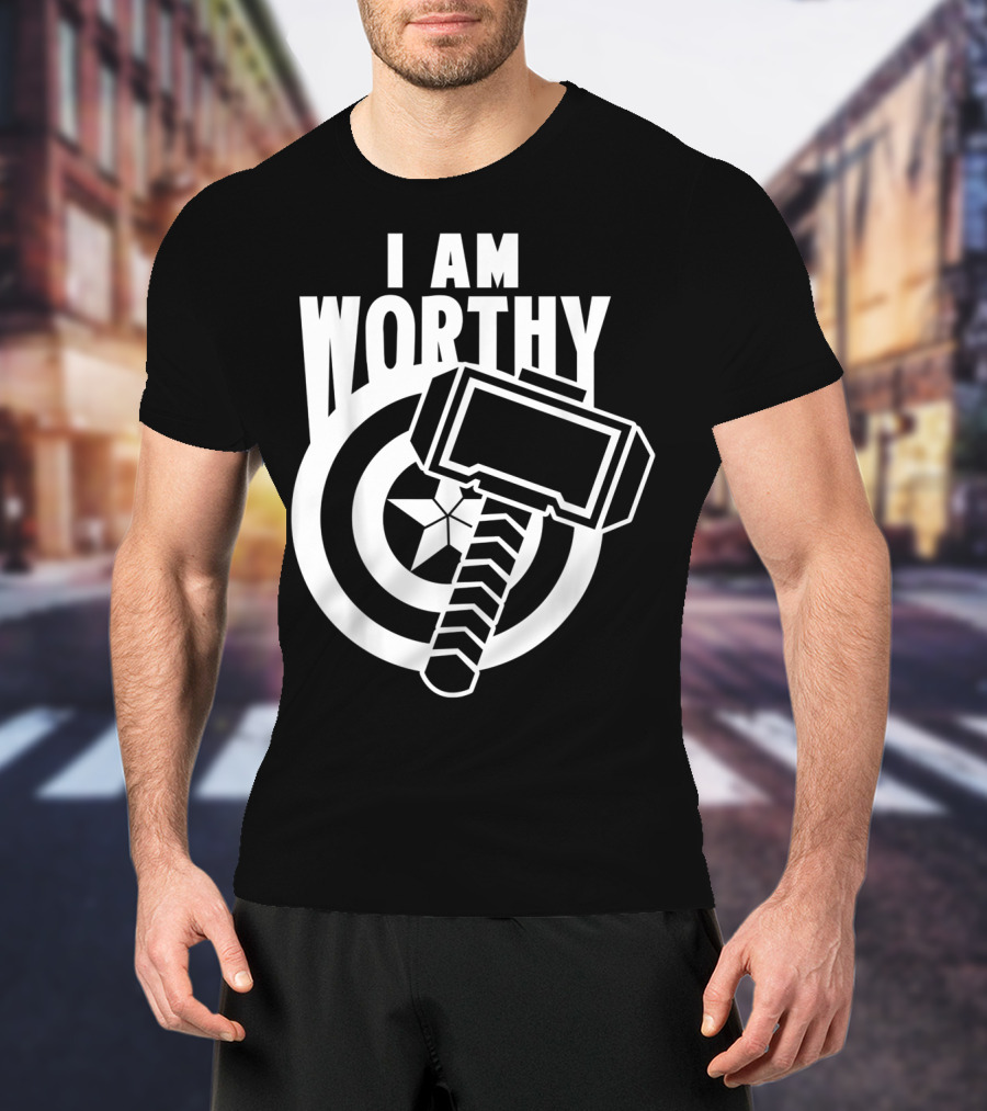 Captain America I Am Worthy Avengers Endgame Mjolnir Shield T-Shirt